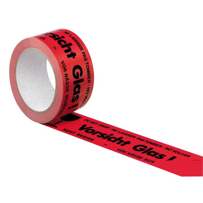 SUPRA Warnklebeband Vorsicht Glas! rot/schwarz 50,0 mm x 66,0 m 1 Rolle