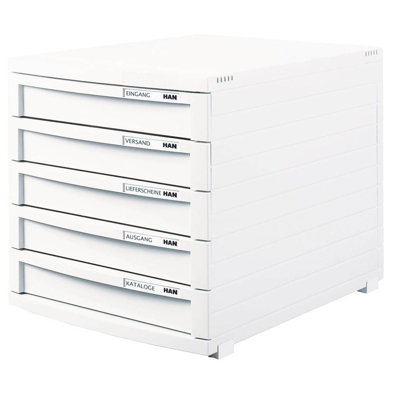 HAN Schubladenbox Contur  weiß 1505-12, DIN B4 mit 5 Schubladen