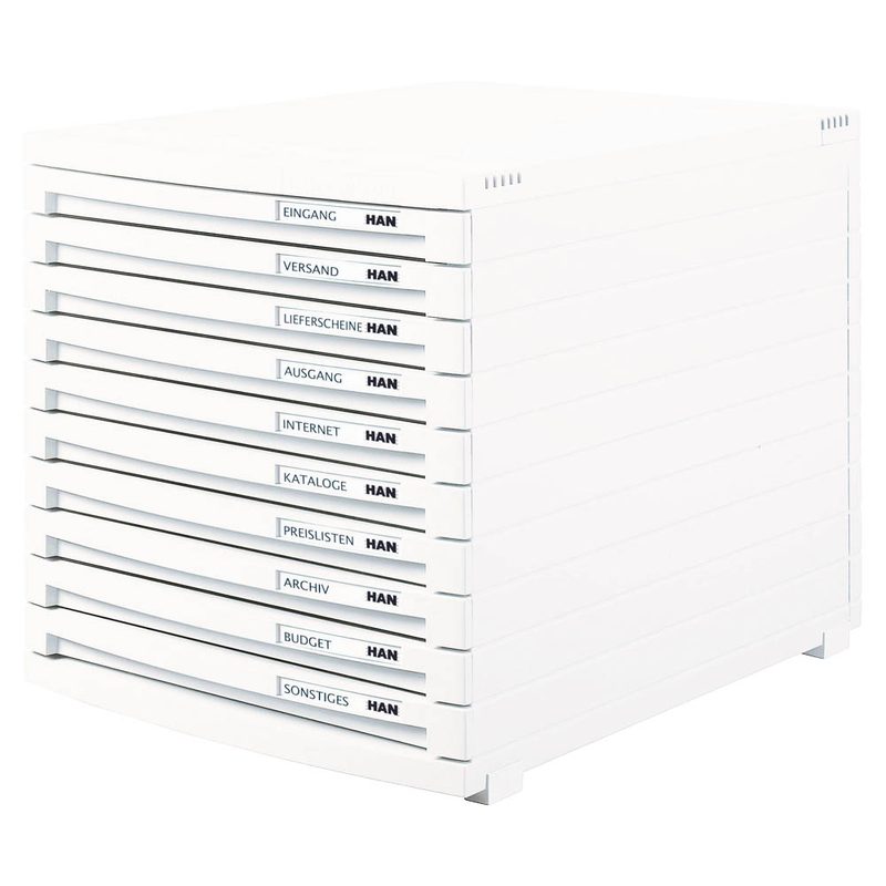 HAN Schubladenbox Contur  weiß 1510-12, DIN B4 mit 10 Schubladen