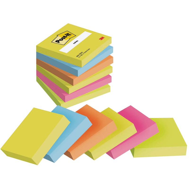 Post-it® Energetic Collection Haftnotizen 654TFEN farbsortiert, 6 Blöcke