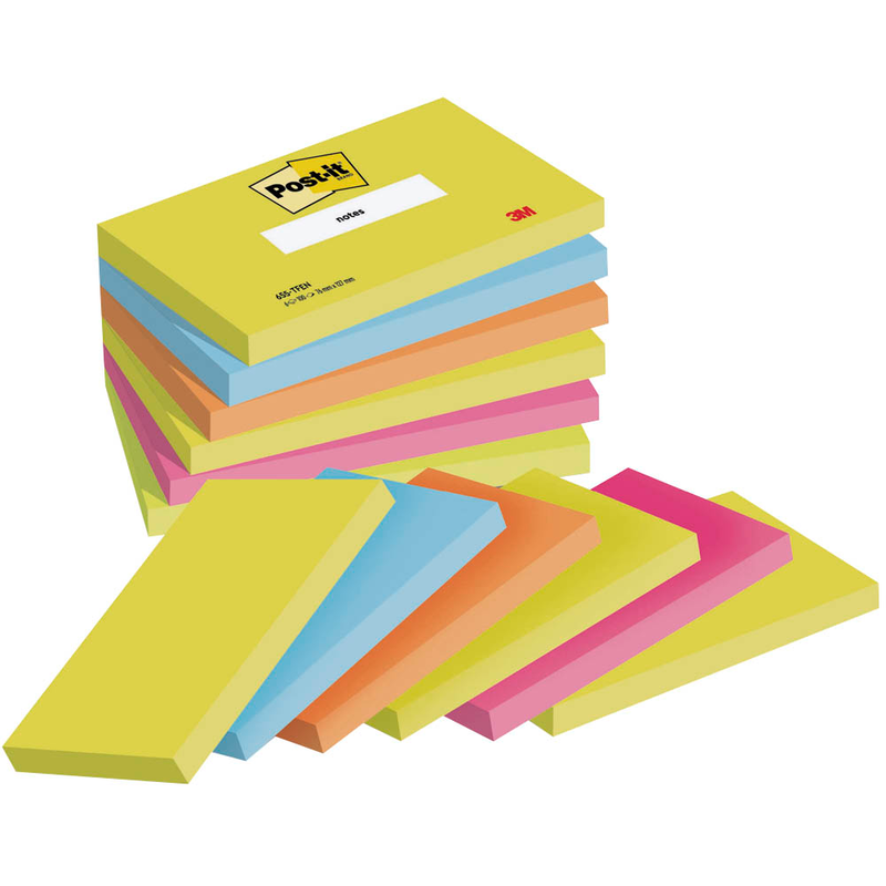 Post-it® Energetic Collection Haftnotizen 655TFEN farbsortiert, 6 Blöcke
