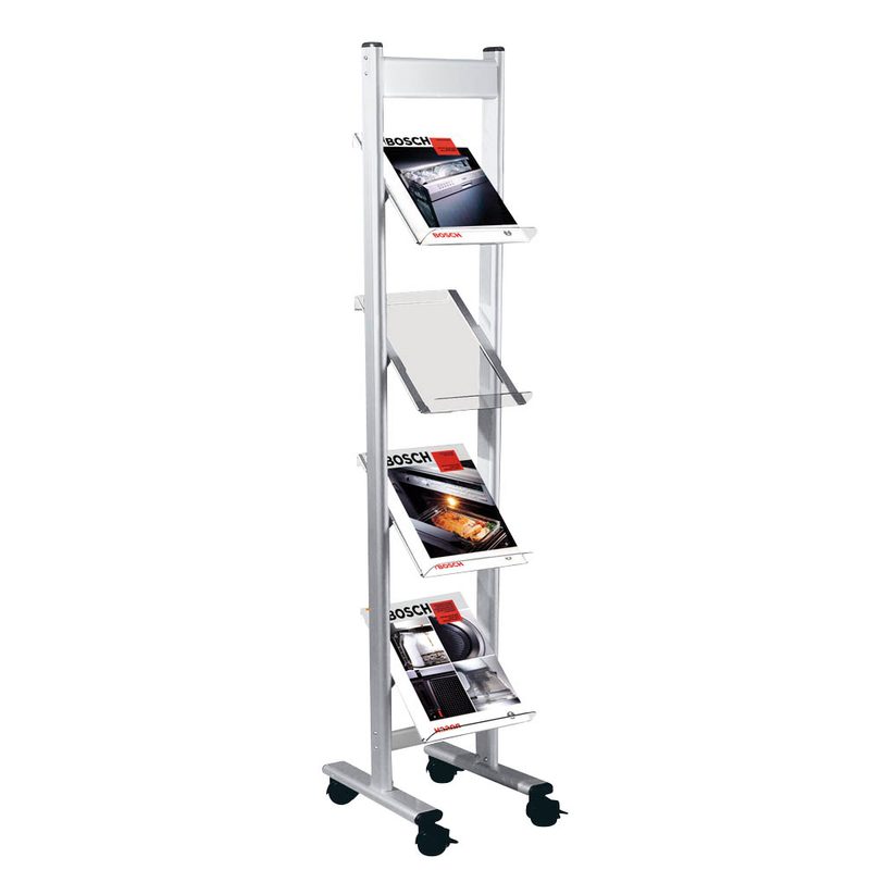 Kerkmann Prospektregal Ecoline silber DIN A4 4 Fächer