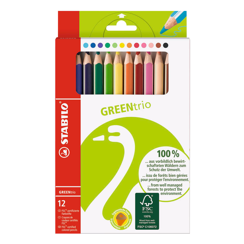 STABILO GREENtrio Buntstifte farbsortiert, 12 St.