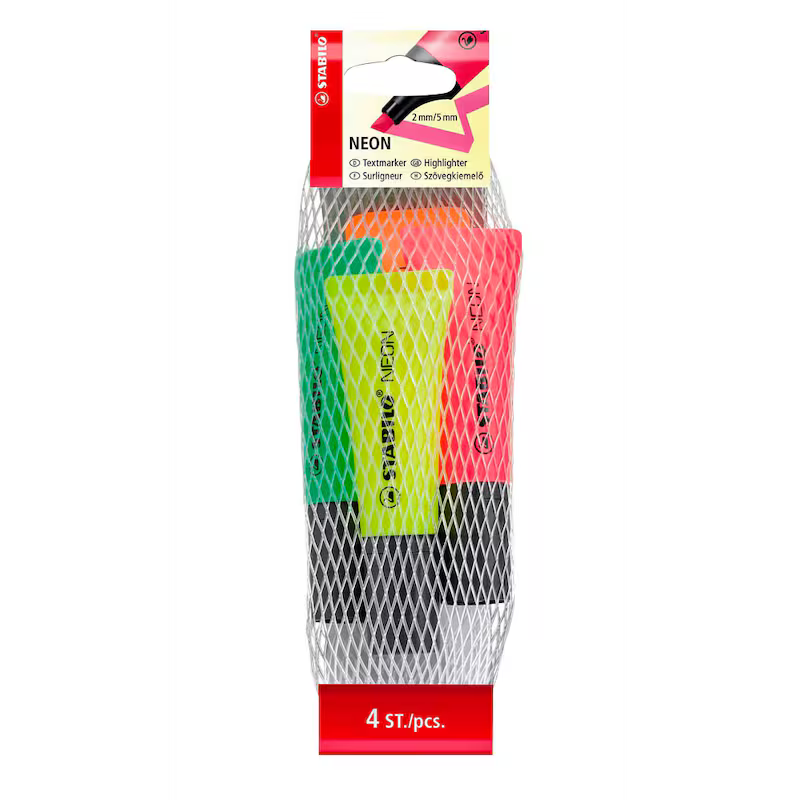 STABILO NEON Textmarker farbsortiert, 4 St.