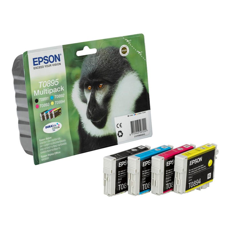 EPSON T0895 schwarz, cyan, magenta, gelb Druckerpatronen, 4er-Set