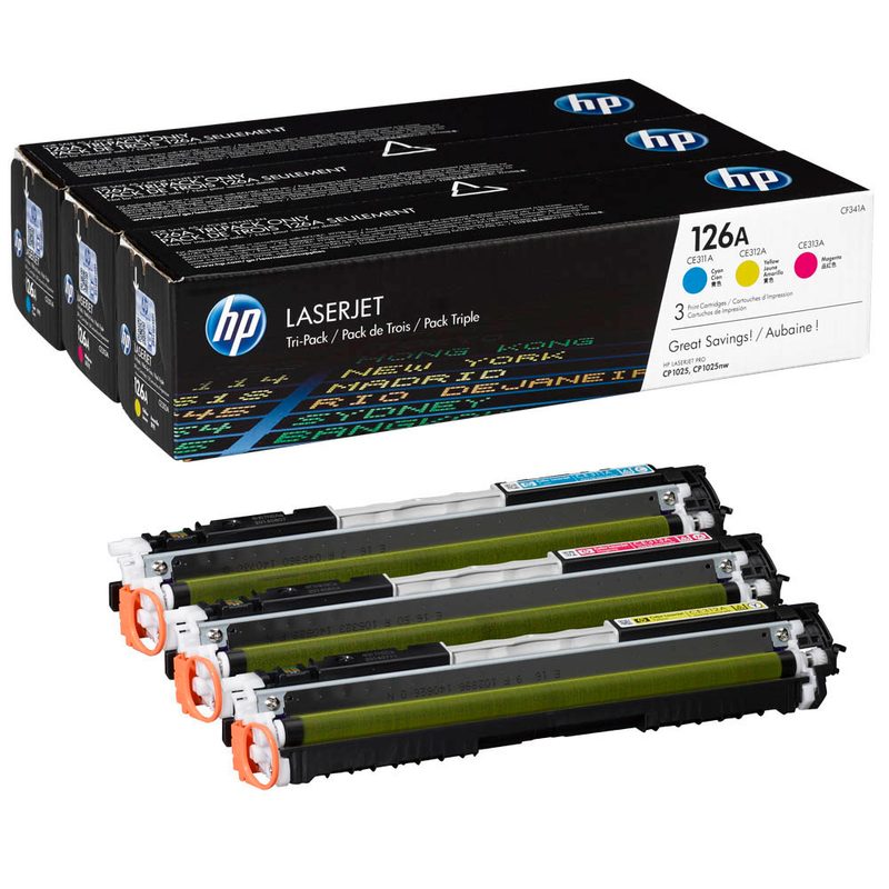 HP 126A (CF341A) cyan, magenta, gelb Tonerkartuschen, 3er-Set