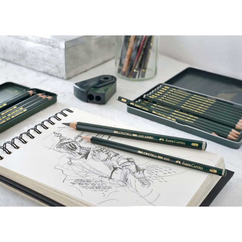 FABER-CASTELL Castell 9000 Art Set Bleistift-Set B, H, HB, 2H, 2B, F, 3B, 4B, 5B, 6B, 7B, 8B grün, 12 St.