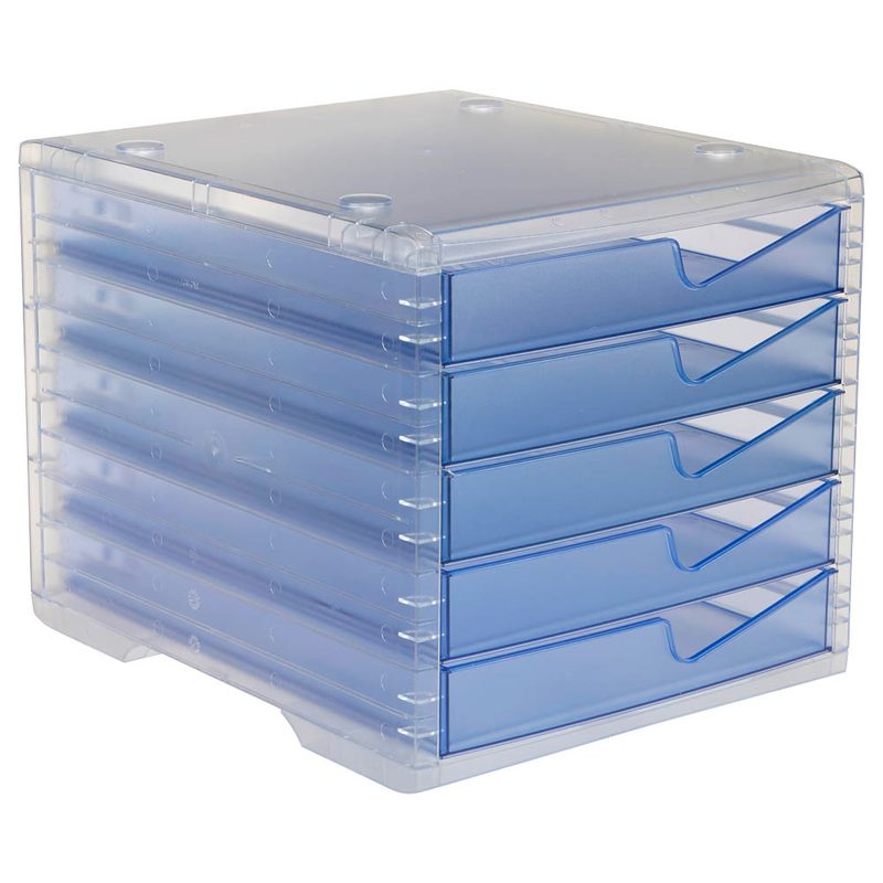 styro Schubladenbox styroswingbox light cornflower 275-8430.26224, DIN C4 mit 5 Schubladen