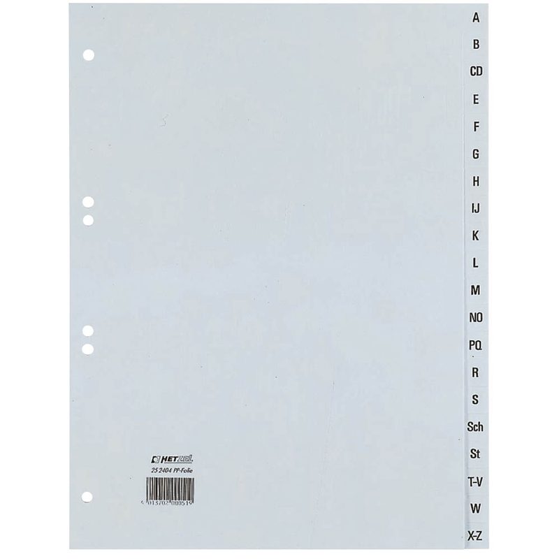 HETZEL Ordnerregister Vollformat A-Z grau 20-teilig, 1 St.