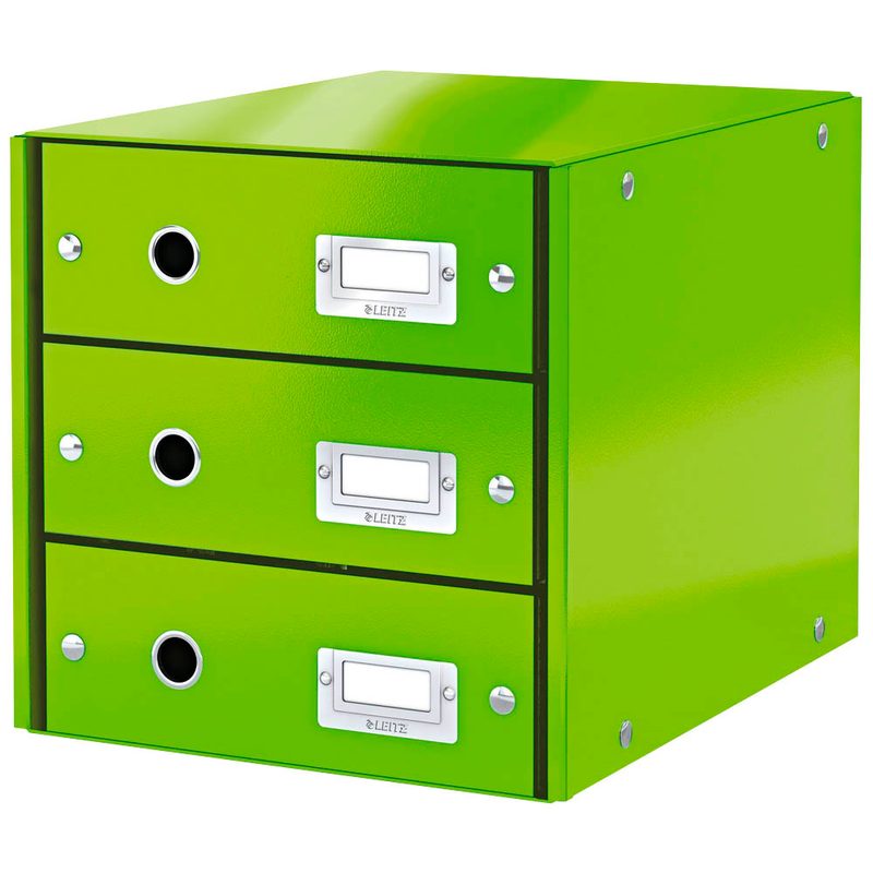 LEITZ Schubladenbox Click & Store  grün 60480054, DIN A4 mit 3 Schubladen