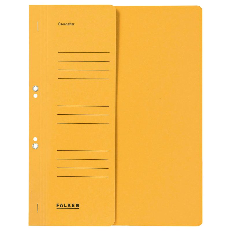 FALKEN Ösenhefter Karton gelb DIN A4, halber Deckel, 50 St.