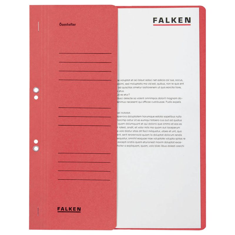 FALKEN Ösenhefter Karton rot DIN A4, halber Deckel, 50 St.
