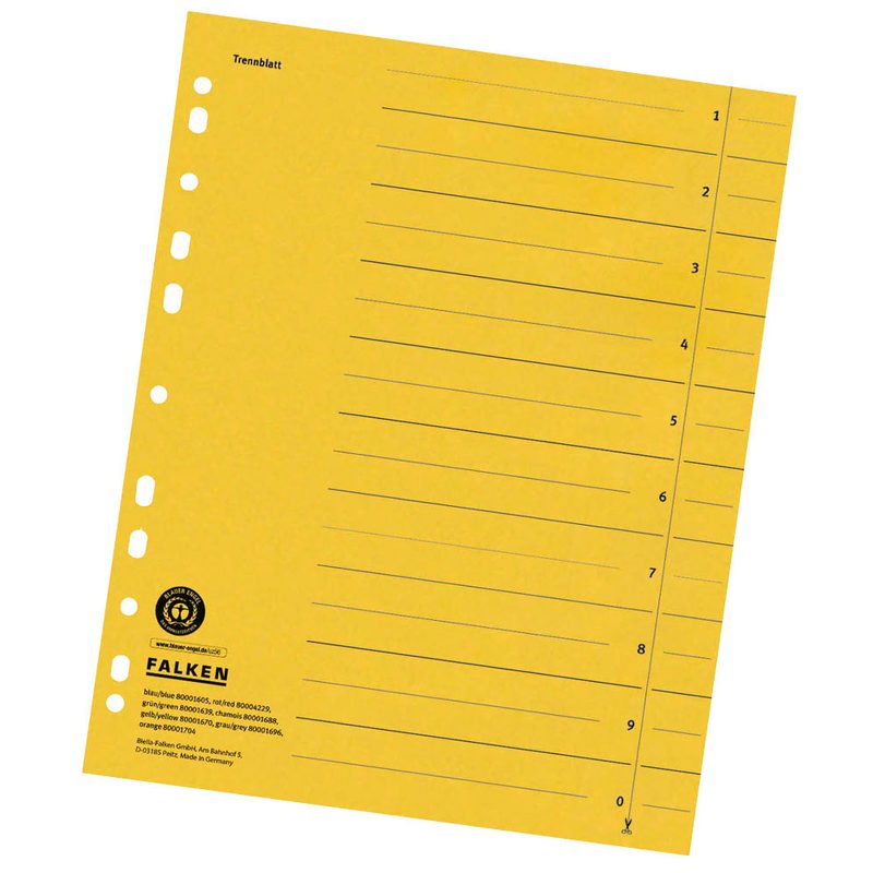 FALKEN Trennblätter 1-0 gelb, 100 St.