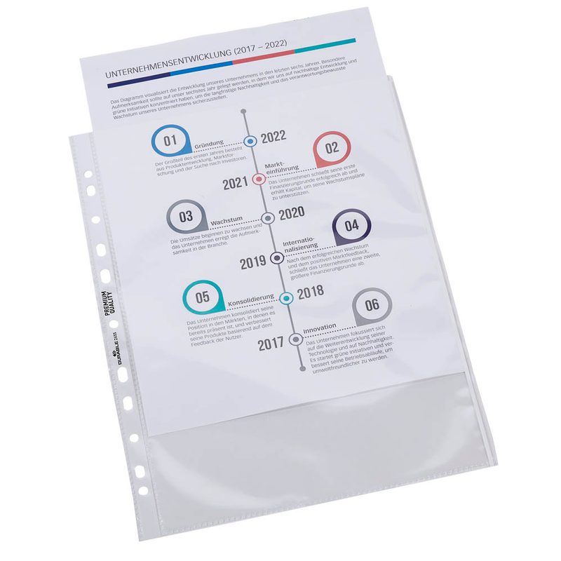 10 DURABLE Prospekthüllen PREMIUM DIN A4 weiß klar 0,08 mm