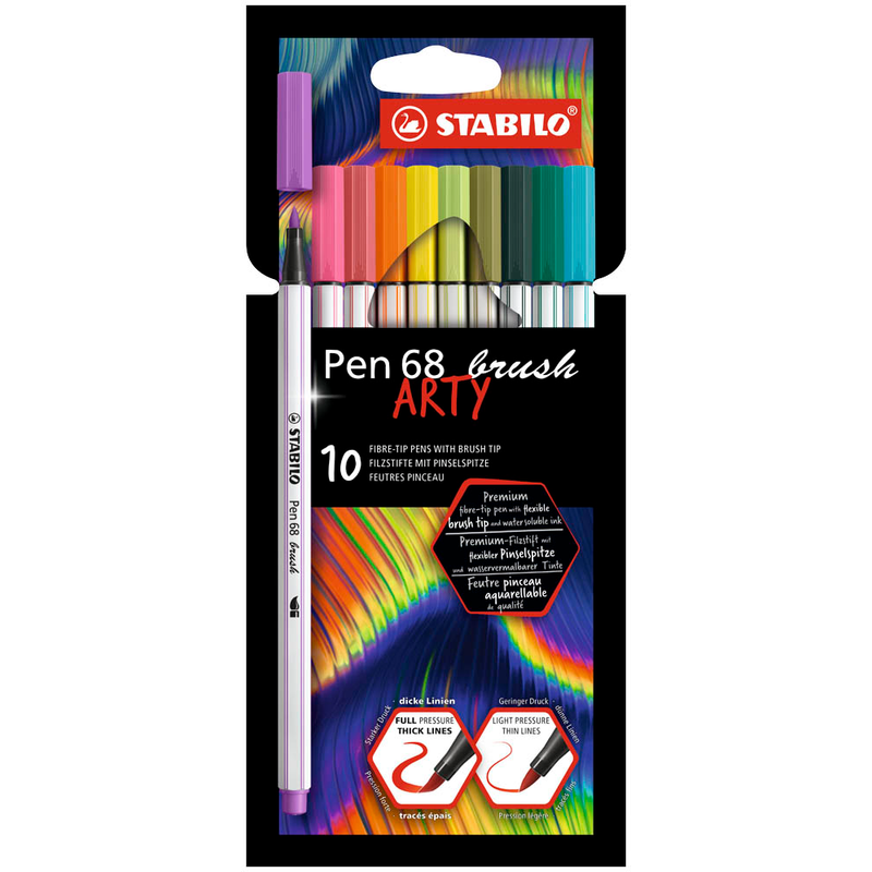 STABILO Pen 68 brush ARTY Filzstifte farbsortiert, 10 St.