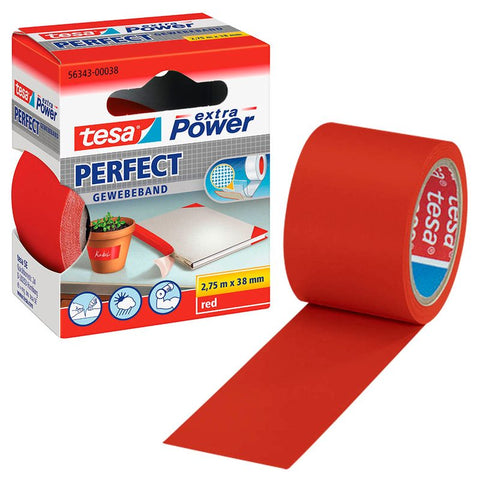 tesa extra Power® Perfect Gewebeband rot 38,0 mm x 2,75 m 1 Rolle