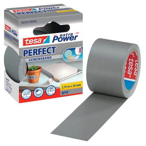 tesa extra Power® Perfect Gewebeband grau 38,0 mm x 2,75 m 1 Rolle