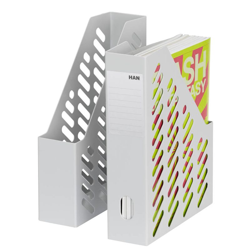 2 HAN Stehsammler Klassik 1600-11 lichtgrau Kunststoff, DIN A4