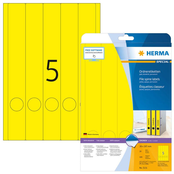100 HERMA Ordneretiketten 5131 gelb