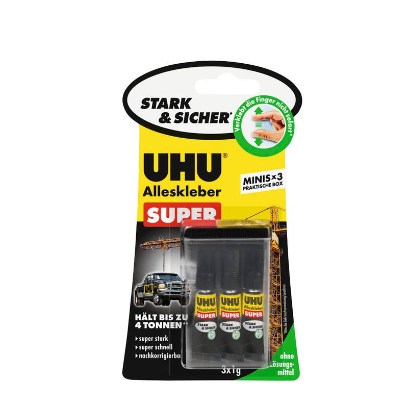 3 UHU SUPER Mini's Alleskleber 3 x 1,0 g