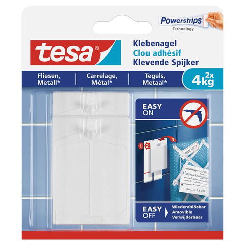 tesa Powerstripes Klebenägel für max. 4,0 kg 4,6 x 6,4 cm, 2 St.