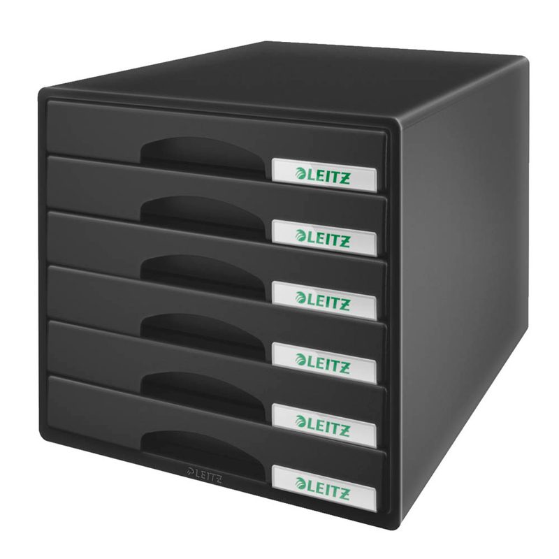 LEITZ Schubladenbox Plus  schwarz 52120095, DIN A4 mit 6 Schubladen