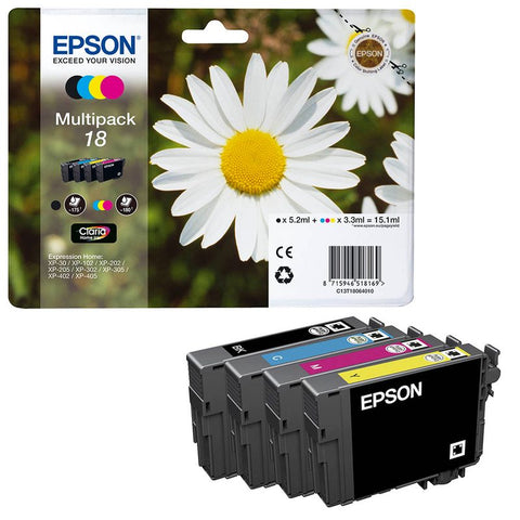 EPSON 18 / T1806  schwarz, cyan, magenta, gelb Druckerpatronen, 4er-Set