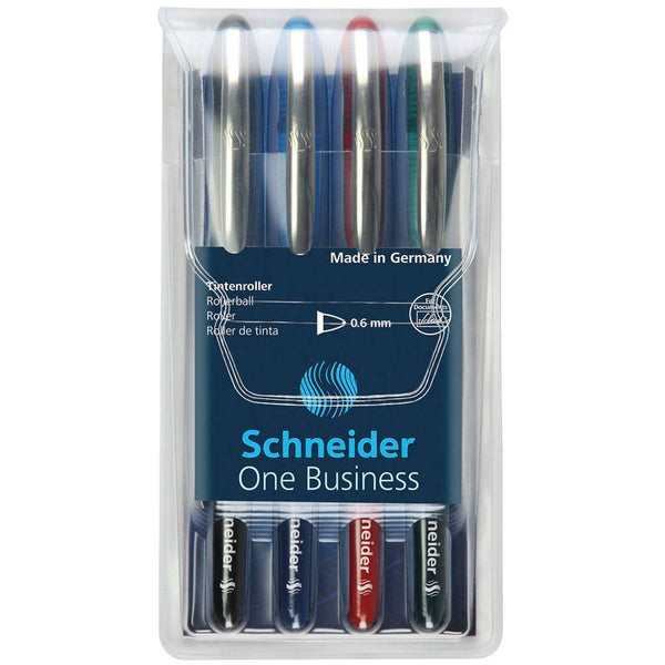 Schneider One Business Tintenroller 0,6 mm, Schreibfarbe: farbsortiert, 4 St.