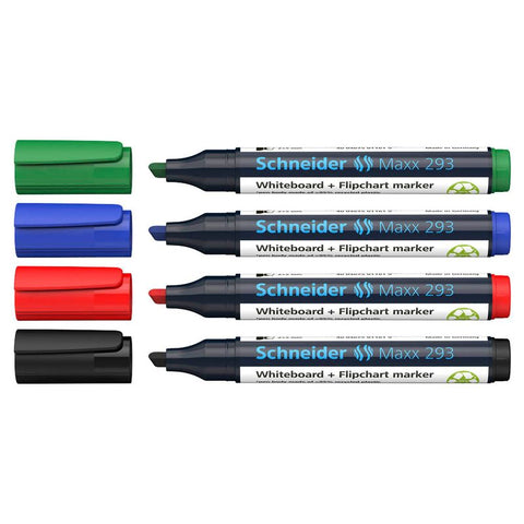 Schneider Maxx 293 Whiteboard- und Flipchart-Marker farbsortiert 2,0 - 5,0 mm, 4 St.