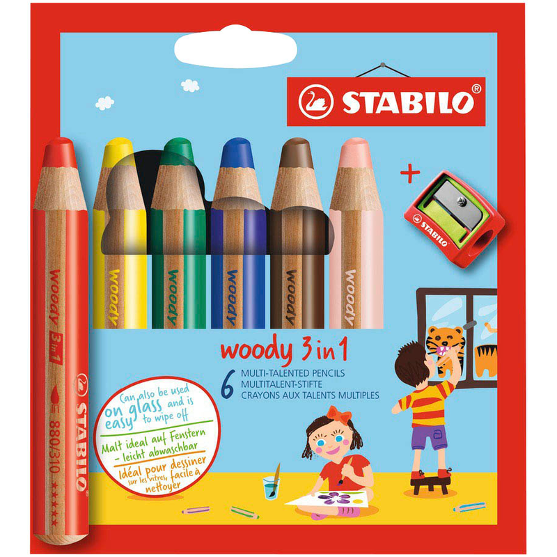 STABILO woody 3 in 1 Malset farbsortiert, 6 St.