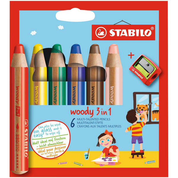 STABILO woody 3 in 1 Malset farbsortiert, 6 St.