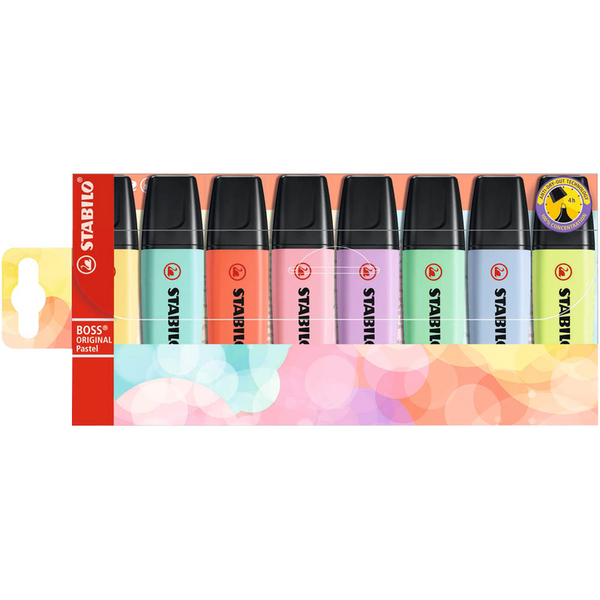 STABILO BOSS ORIGINAL Pastel Textmarker farbsortiert, 8 St.