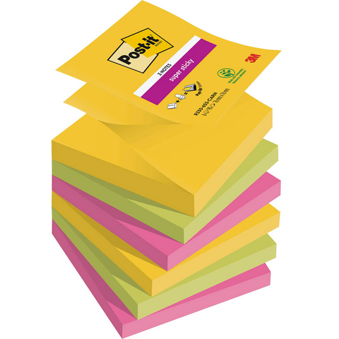 Post-it® Super Sticky Z-Notes Carnival Haftnotizen extrastark R3306SR farbsortiert, 6 Blöcke
