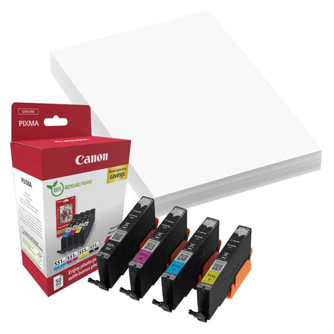 Canon CLI-551 XL C/M/Y/BK  schwarz, cyan, magenta, gelb Druckerpatronen + Fotopapier