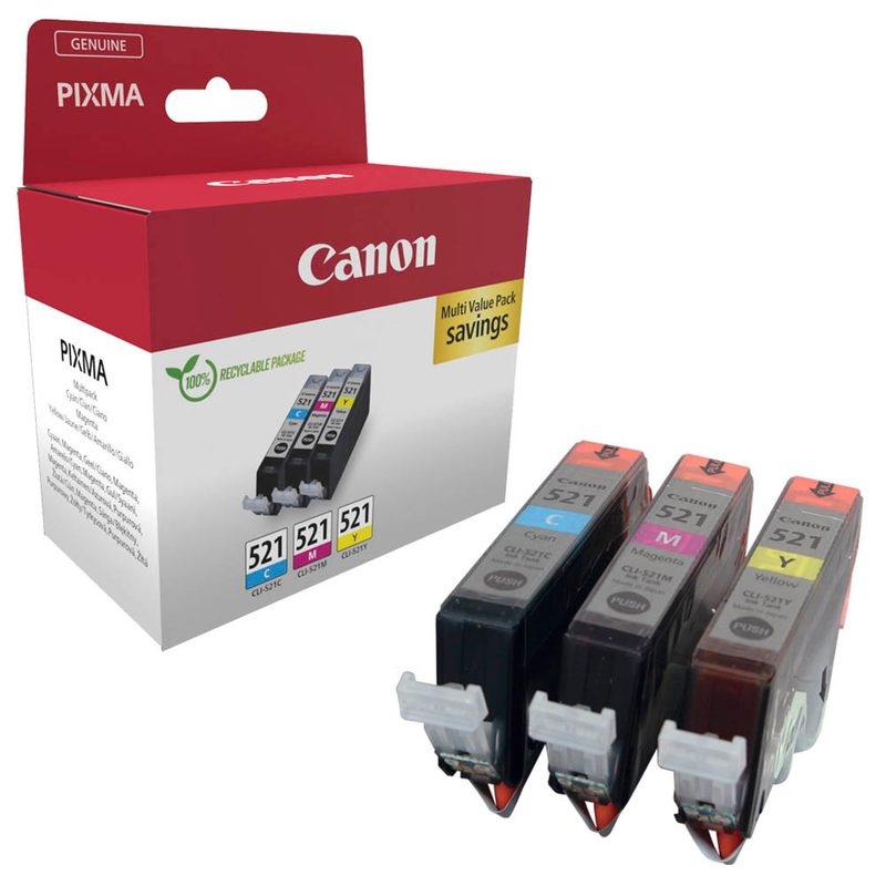 Canon CLI-521 C/M/Y  cyan, magenta, gelb Druckerpatronen, 3er-Set