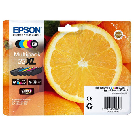 EPSON 33XL / T3357XL  schwarz, cyan, magenta, gelb, Foto schwarz Druckerpatronen, 5er-Set