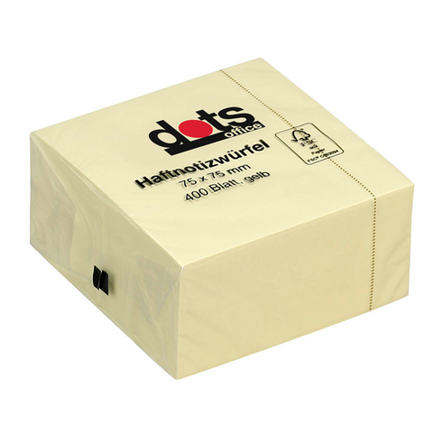dots Haftnotizen gelb, 1 Würfel