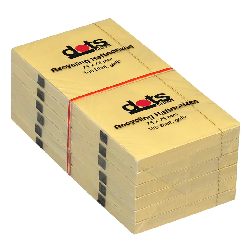 dots Recycling Haftnotizen gelb, 12 Blöcke