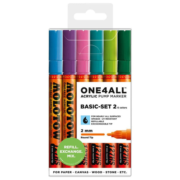 MOLOTOW BASIC-SET 2 Acrylstifte farbsortiert 2,0 mm, 6 St.