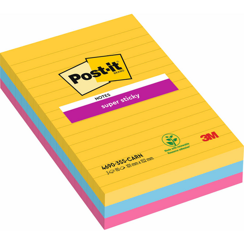 Post-it® Super Sticky Haftnotizen extrastark 46453SSA farbsortiert, 3 Blöcke