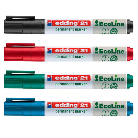 edding 21 EcoLine Permanentmarker farbsortiert 1,5 - 3,0 mm, 4 St.