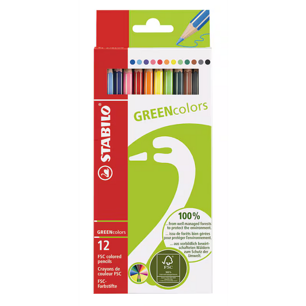 STABILO GREENcolors Buntstifte farbsortiert, 12 St.