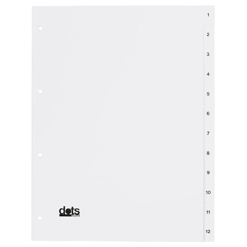 dots Ordnerregister Vollformat 1-12 weiß 12-teilig, 5 Satz