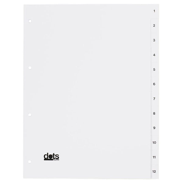 dots Ordnerregister Vollformat 1-12 weiß 12-teilig, 5 Satz