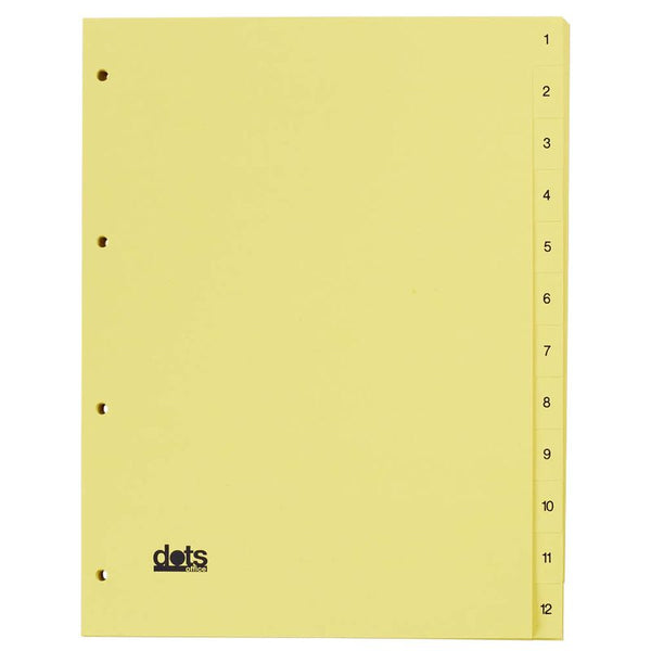 dots Ordnerregister Vollformat 1-12 gelb 12-teilig, 5 Satz