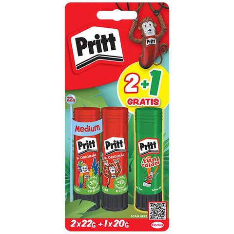 2 + 1 GRATIS: 2 Pritt Klebestifte 2x 22,0 +20,0 g g + GRATIS 1 St.