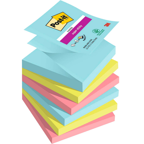 Post-it® Super Sticky Z-Notes Miami Haftnotizen extrastark farbsortiert, 6 Blöcke