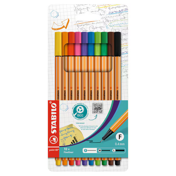STABILO point 88 Fineliner farbsortiert 0,4 mm, 10 St.