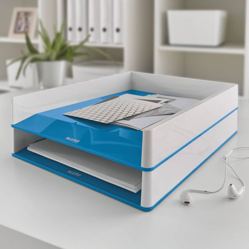 LEITZ Briefablage WOW Duo Colour perlweiß/blau