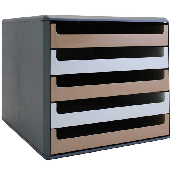 M&M Schubladenbox  karamell, vanille 30057677BE, DIN A4 mit 5 Schubladen